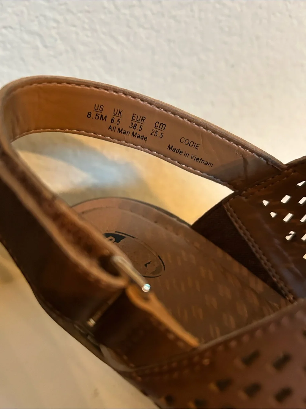 Dr. Scholl’s Brown Perforated Block Heel Sandals - Women's